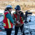 Kallen Piper filming at BC Hydro's Site C project and Leanne Bausman capturing her last moments with Eagle Vision.