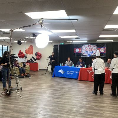 Students competing at the Fusion Faceoff cooking competition, captured by our video crew.